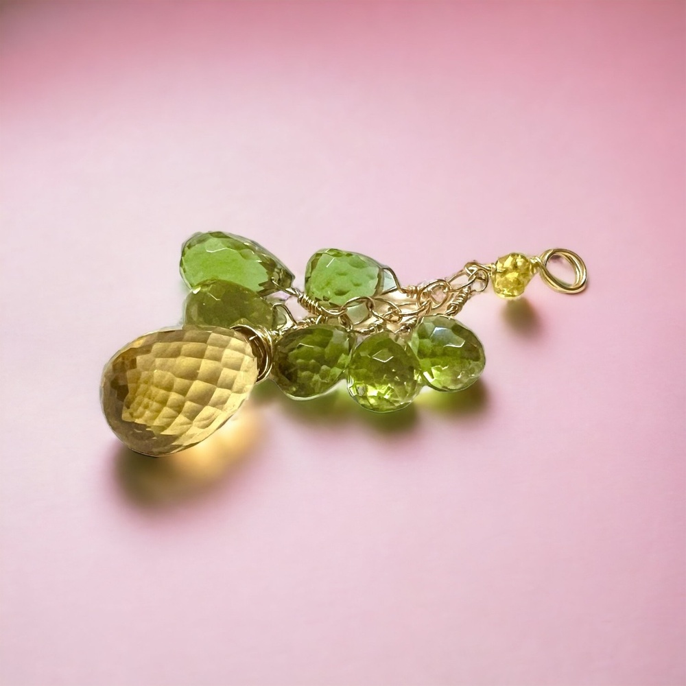 New Natural Citrine and Turkish Color Change Diaspore Pendant Solid 14k Gold
